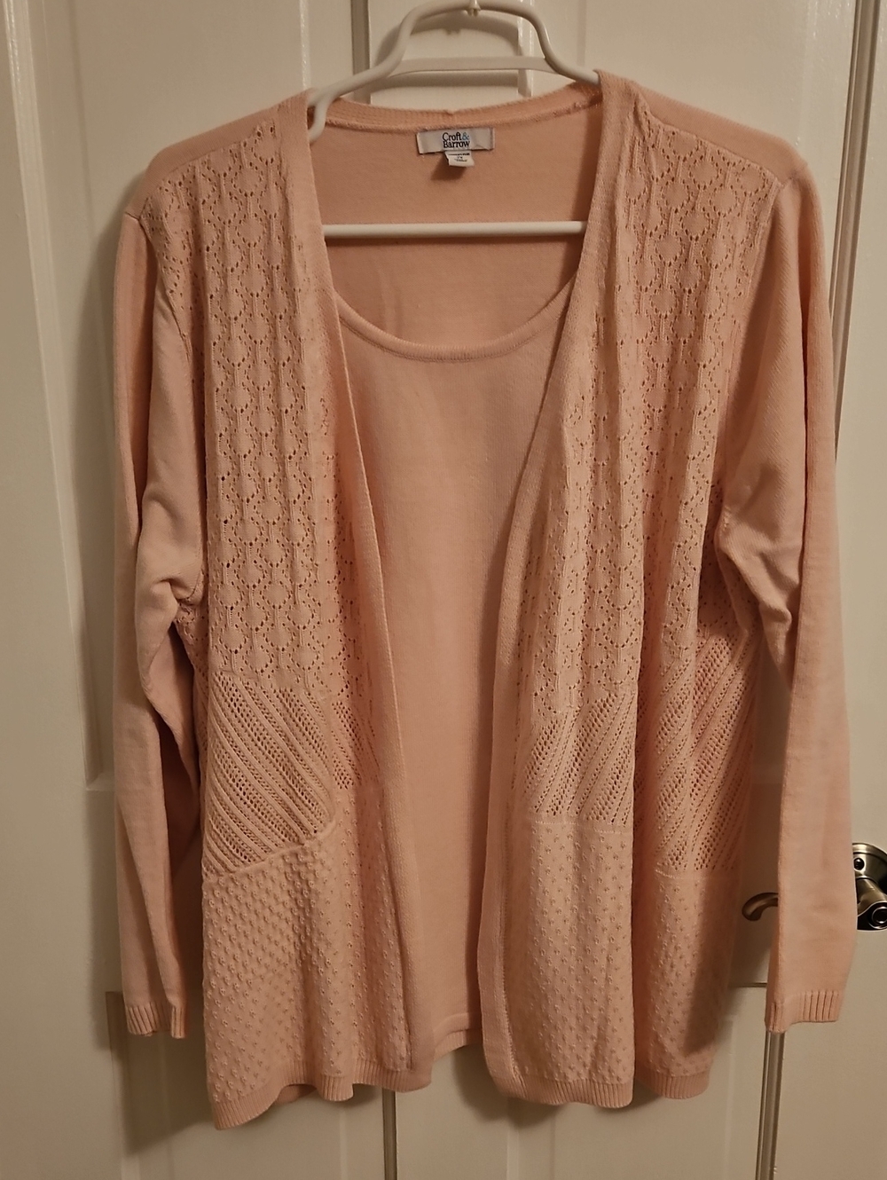 croft & barrow Soft Peach Open-Front Knit Cardigan. Fits like a 16-18.